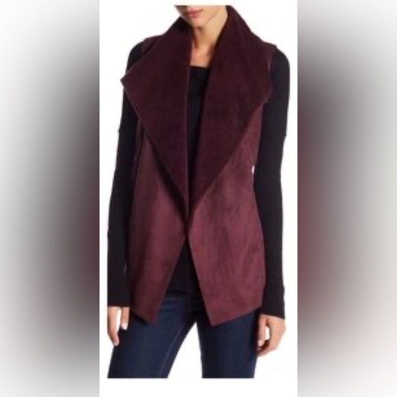 Susina Jackets & Blazers - Susina Deep Burgundy Shearling Vest
